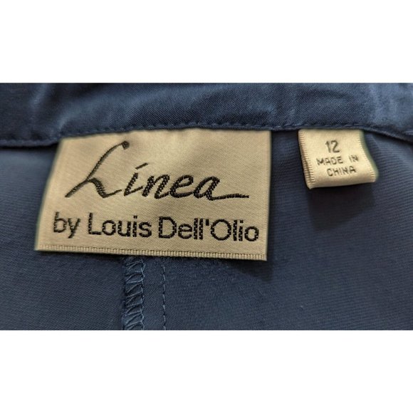 Linea Louis Dell'Olio Pants Midnight Blue Woven Fly Front Side Pockets Size 12 - Picture 4 of 6
